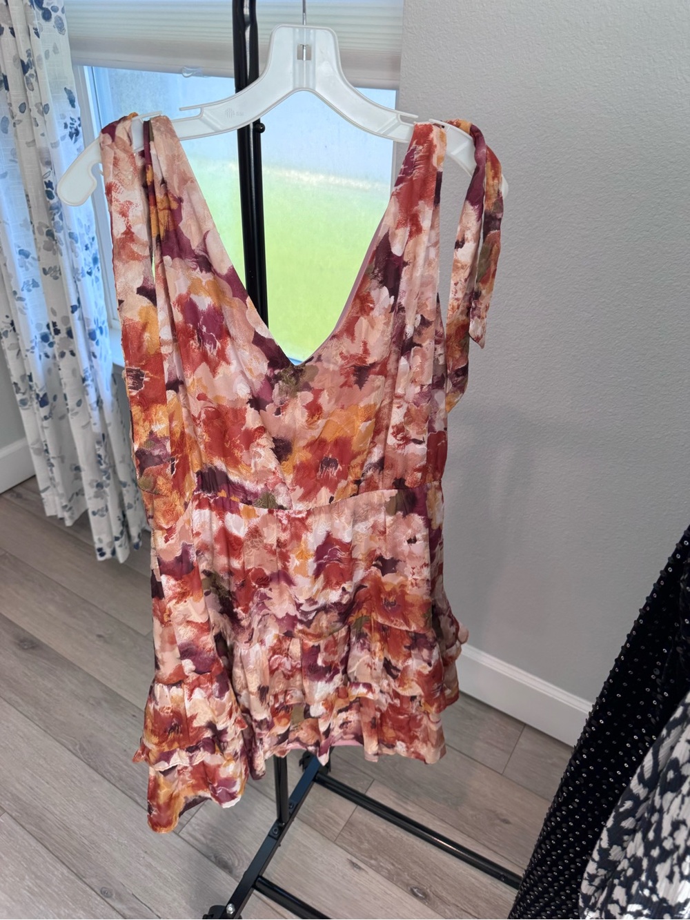 Floral Ruffle V-Neck Camisole Dress in Multi Floral